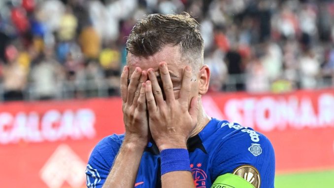 Darius Dumitru Olaru reacționeaz� dupa meciul dintre FCSB si Maccabi Tel Aviv FC, contand pentru Preliminariile Ligii