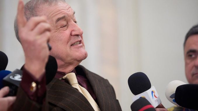 Bucharest, Romania. 11th Mar, 2025: George Becali, the financier of the FCSB football team and deputy for Alliance for the Union of Romanians (AUR), answers journalists' questions during a press conference regarding a possible AUR candidate for the 2025 R